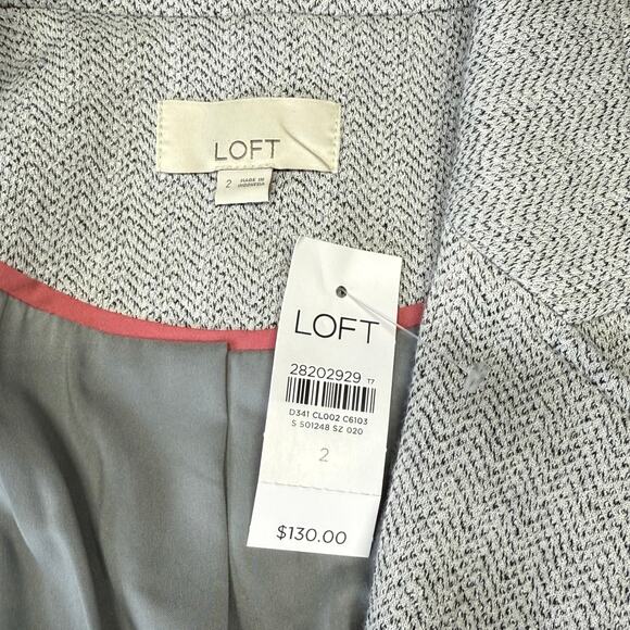 LOFT Light Gray Herringbone Blazer Jacket Size 2NWT - Picture 6 of 7